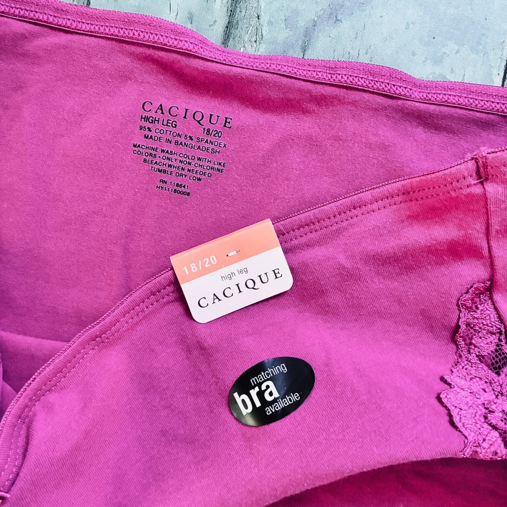 NWT Cacique Cotton Lace Trim Panty Bundle Blue Pink 2 Pack Size 18/20 - Picture 8 of 10